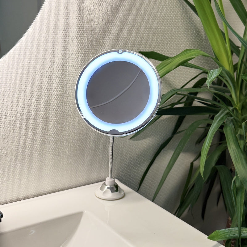 Makeup Spejl med Forstørrelse, LED-lys og Sugekop