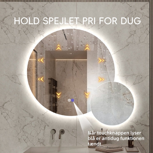 Køb dobbelt spejl med LED-lys og antidug Ø80 + Ø40 cm (Venstrevendt)