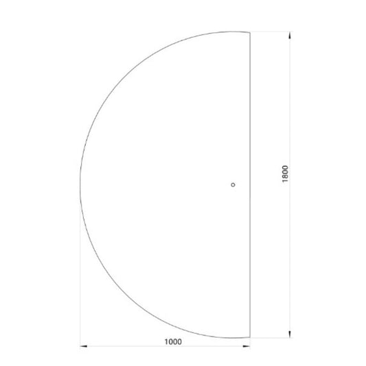 NYHED: Halvcirkel spejl med LED-lys 100x180 cm (Venstrevendt)