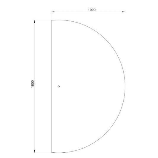 NYHED: Halvcirkel spejl med LED-lys 100x180 cm (Højrevendt)
