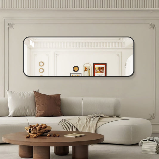Spejl med sort ramme 170x60 cm sort