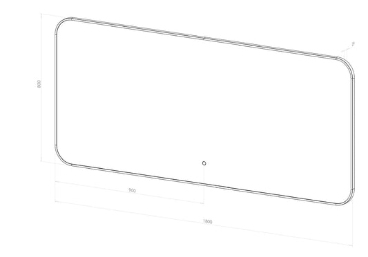 Rektangulært spejl 180 cm i bredden og 80 cm i højden. Dette store spejl kommer med guldramme og LED-lys