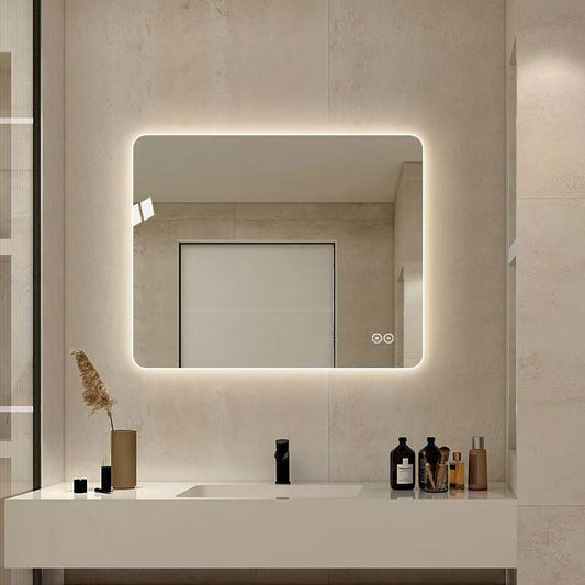 Spejl til badeværelse 100 cm bred og 80 cm højt med varme