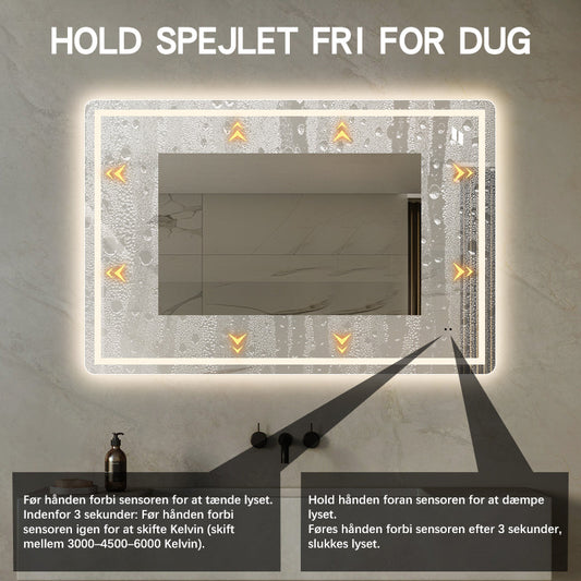 Elegant badeværelsesspejl med frontlight LED-lys 120x80cm