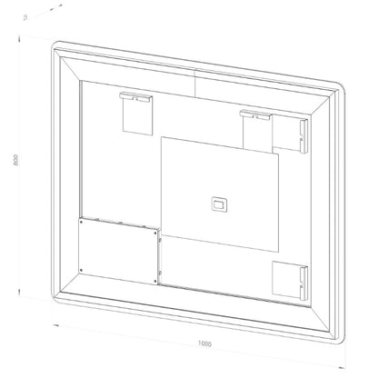 Firkantet Spejl med LED-lys (front + backlight) og Antidug 100x80 cm