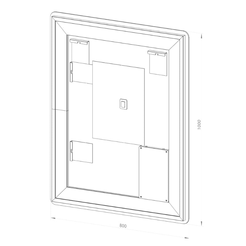 Firkantet Spejl med LED-lys (front + backlight) og Antidug 80x100 cm