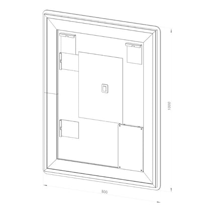 Firkantet Spejl med LED-lys (front + backlight) og Antidug 80x100 cm