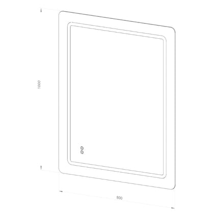 Firkantet Spejl med Frontlight LED-lys og Antidug 80x100 cm