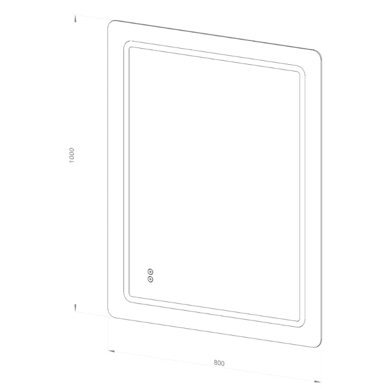 Firkantet Spejl med LED-lys (front + backlight) og Antidug 80x100 cm