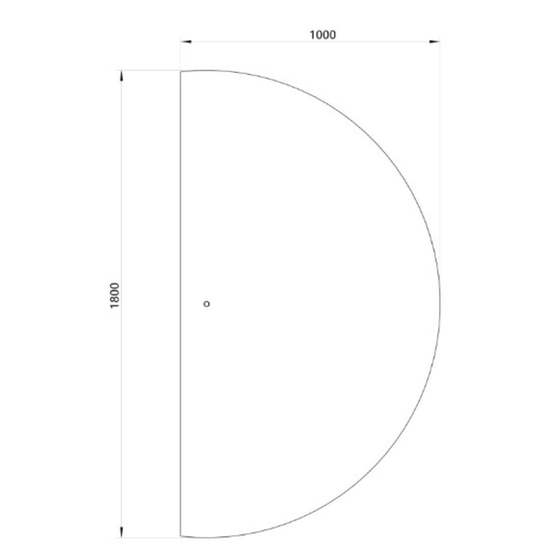 Halvcirkel spejl med LED-lys 100x180 cm (Højrevendt)