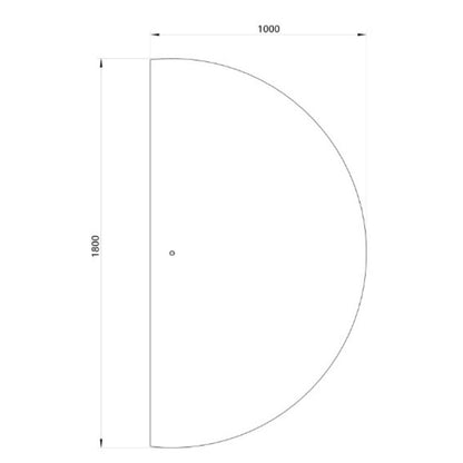 Halvcirkel spejl med LED-lys 100x180 cm (Højrevendt)