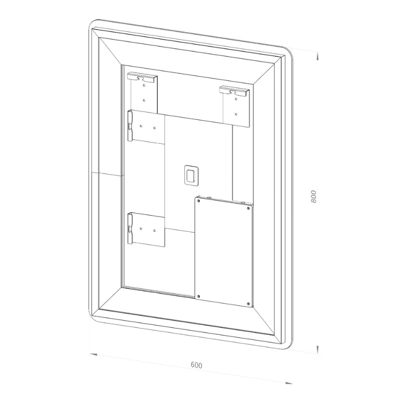 Firkantet Spejl med LED-lys (front + backlight) og Antidug 60x80 cm