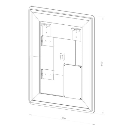 Firkantet Spejl med LED-lys (front + backlight) og Antidug 60x80 cm