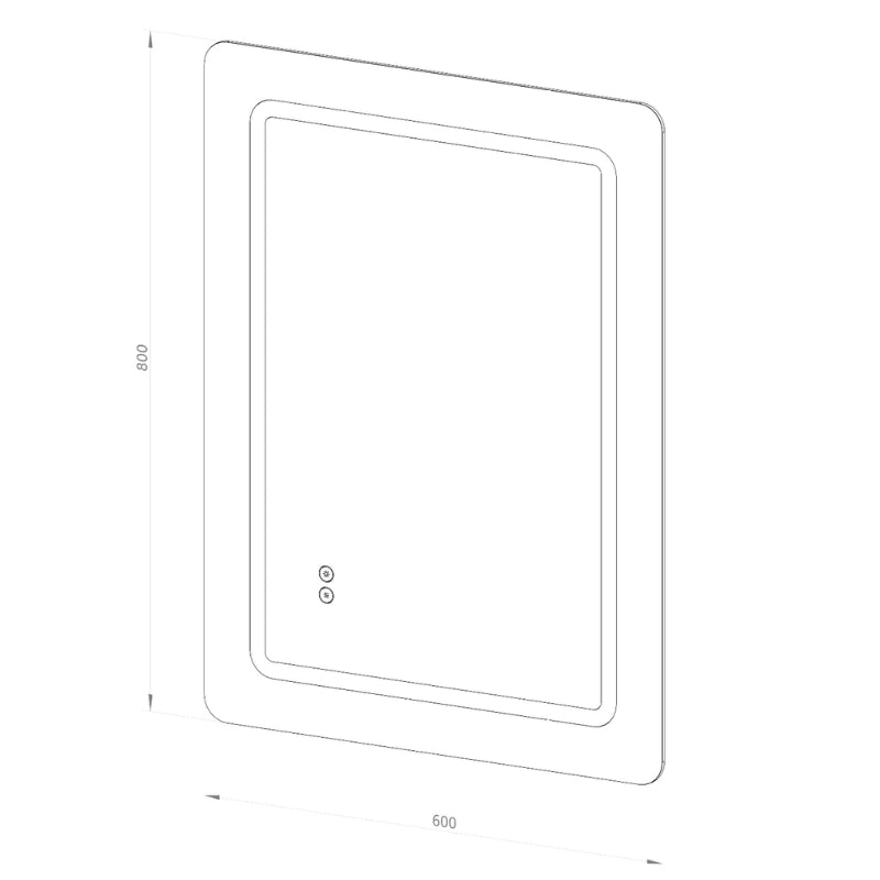 Firkantet Spejl med LED-lys (front + backlight) og Antidug 60x80 cm