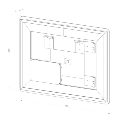 Firkantet Spejl med LED-lys (front + backlight) og Antidug 80x60 cm