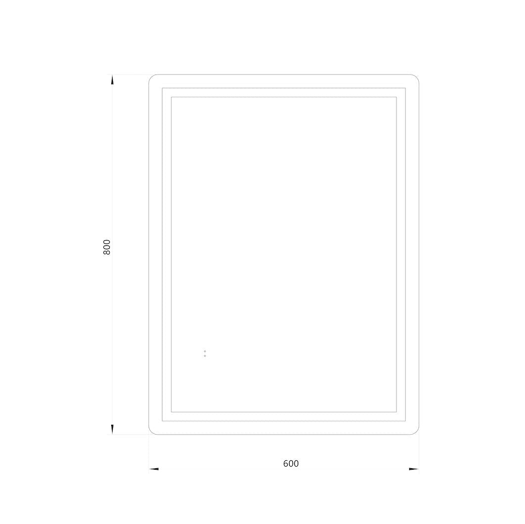 Firkantet Spejl med Frontlight LED-lys og Antidug 60x80 cm