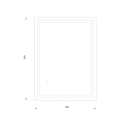Firkantet Spejl med Frontlight LED-lys og Antidug 60x80 cm