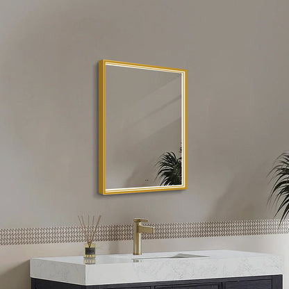 Rektangulært Spejl med LED-lys i Ramme og Antidug 60x80 cm, Guld Ramme