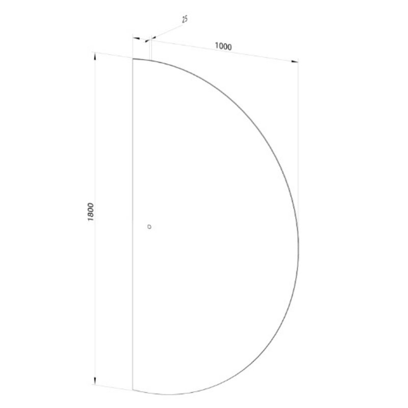 Halvcirkel spejl med LED-lys 100x180 cm (Højrevendt)