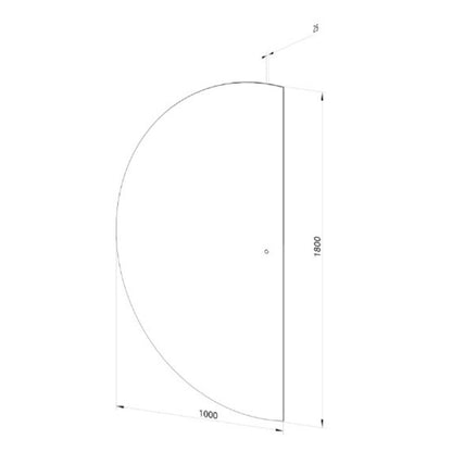 NYHED: Halvcirkel spejl med LED-lys 100x180 cm (Venstrevendt)