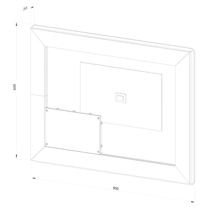 Firkantet Spejl med Frontlight LED-lys og Antidug 80x60 cm
