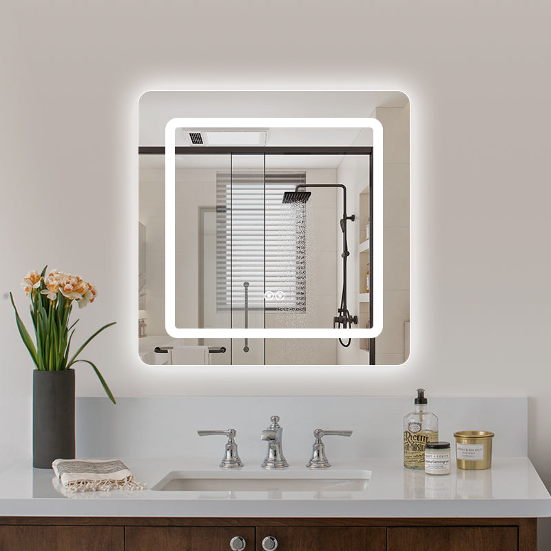 Kvadratisk Spejl med Frontlight LED-lys og Antidug 80x80 cm