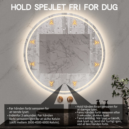 Rundt Spejl med Frontlight LED-lys og Antidug Ø100 cm