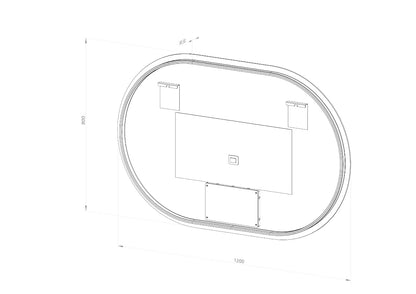 NYHED: Ovalt Spejl med Lys og Antidug 120x80 cm