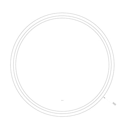 Rundt Spejl med Frontlight LED-lys og Antidug Ø90 cm