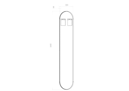 Ovalt Helfigur spejl 26x160 cm - Sort ramme
