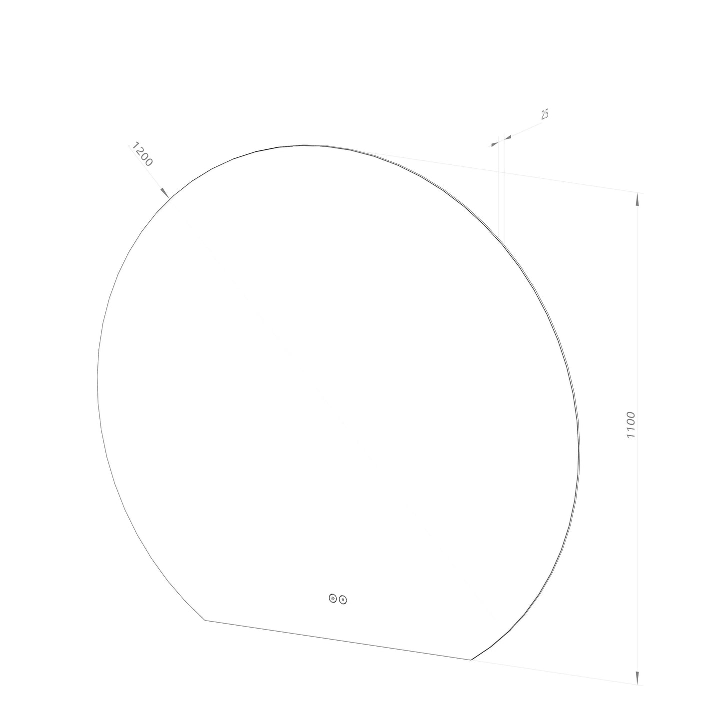 Rundt spejl med LED-lys og Antidug Ø120 cm - Skåret
