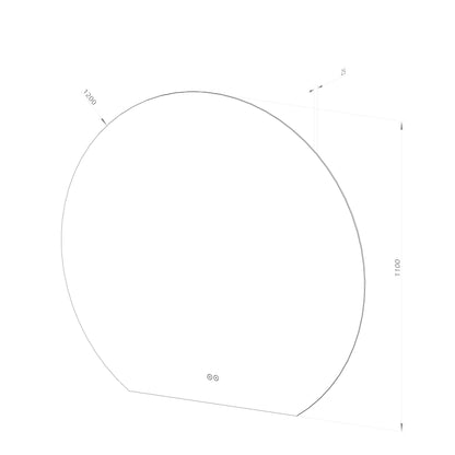 Rundt spejl med LED-lys og Antidug Ø120 cm - Skåret