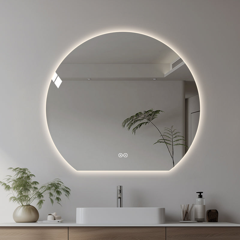 Rundt spejl med LED-lys og Antidug Ø120 cm - Skåret