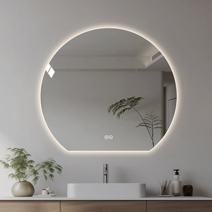 Rundt spejl med LED-lys og Antidug Ø120 cm - Skåret