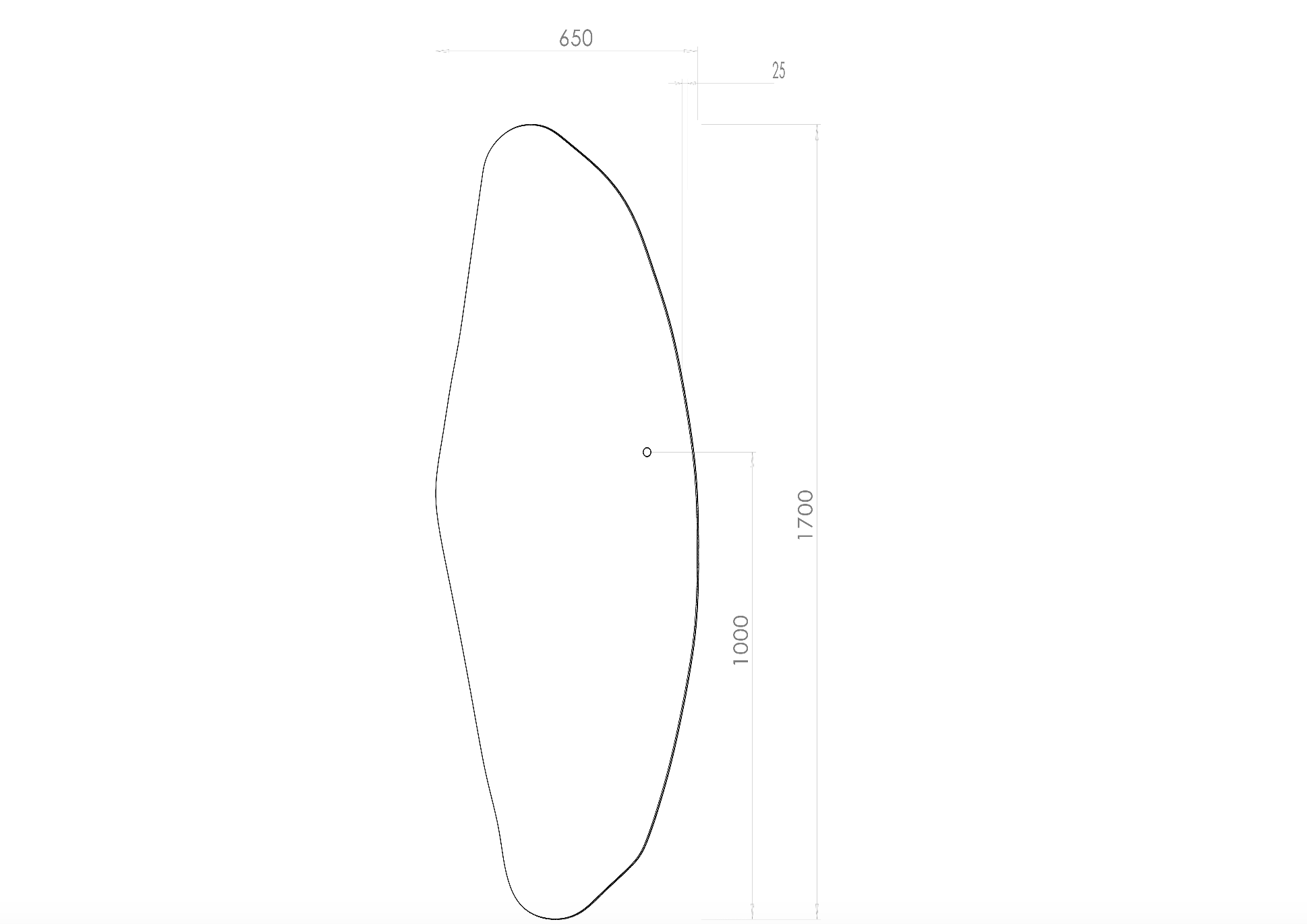 Helfigur organisk form som passer til alle rum soveværelse, værelse, entré eller walk-in 65x170 cm