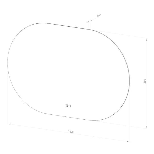 Ovalt Spejl med Lys og Antidug 120x80 cm