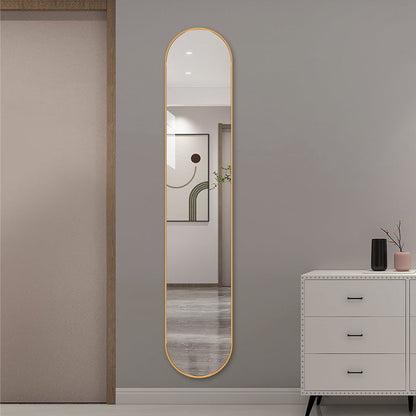 Ovalt Helfigur spejl 26x160 cm - Guld ramme