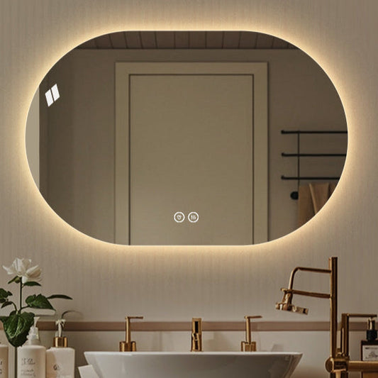 Ovalt Spejl med Lys og Antidug 120x80 cm