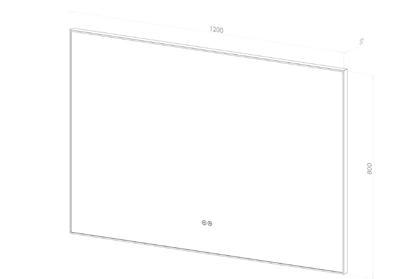 Badeværelsesspejl med sort ramme 120x80 cm 90 graders hjørner, varme og LED lys