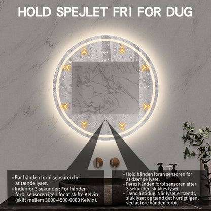 Rundt Spejl med Frontlight LED-lys og Antidug Ø80 cm