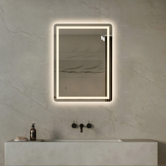 Firkantet Spejl med Frontlight LED-lys og Antidug 60x80 cm
