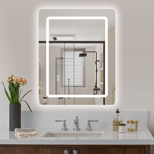 Firkantet Spejl med Frontlight LED-lys og Antidug 80x100 cm