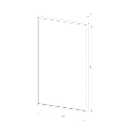 Rektangulært Spejl med LED-lys i Ramme og Antidug 50x80 cm, Sort Ramme