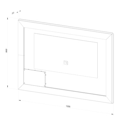 Firkantet Spejl med Frontlight LED-lys og Antidug 120x80 cm