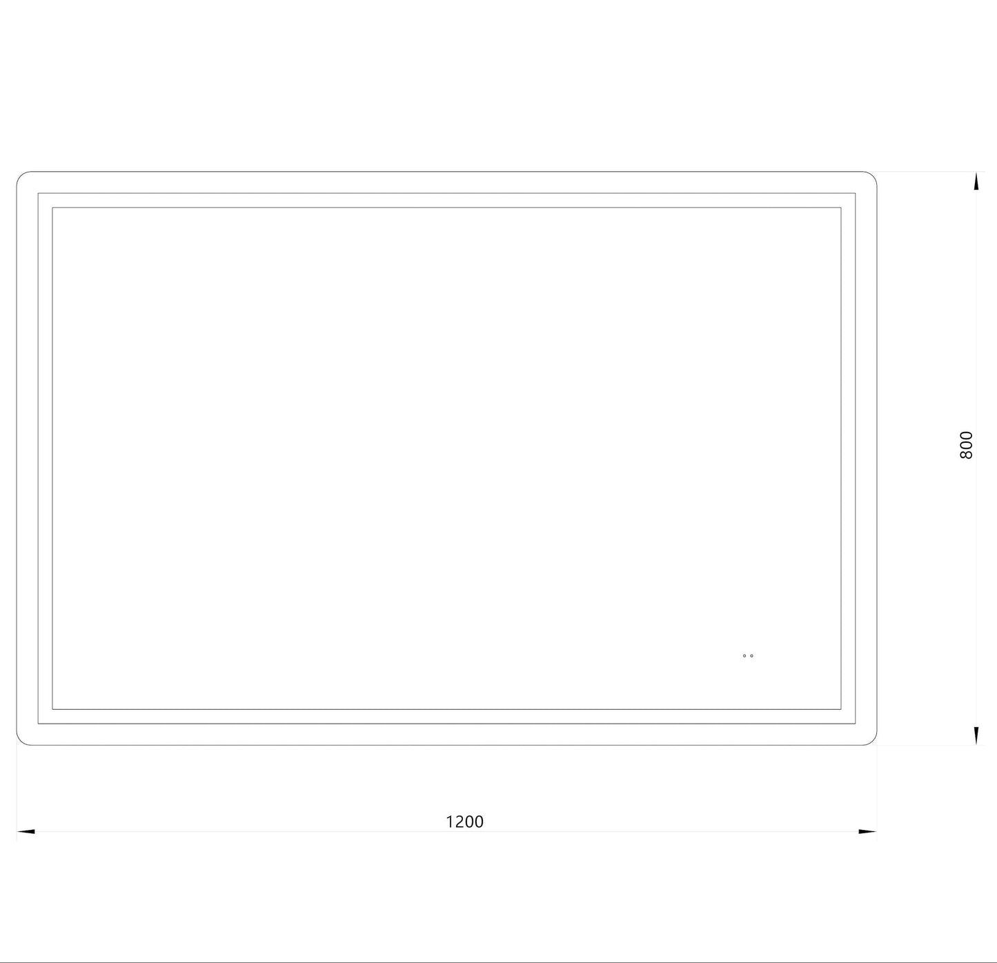 Firkantet Spejl med Frontlight LED-lys og Antidug 120x80 cm