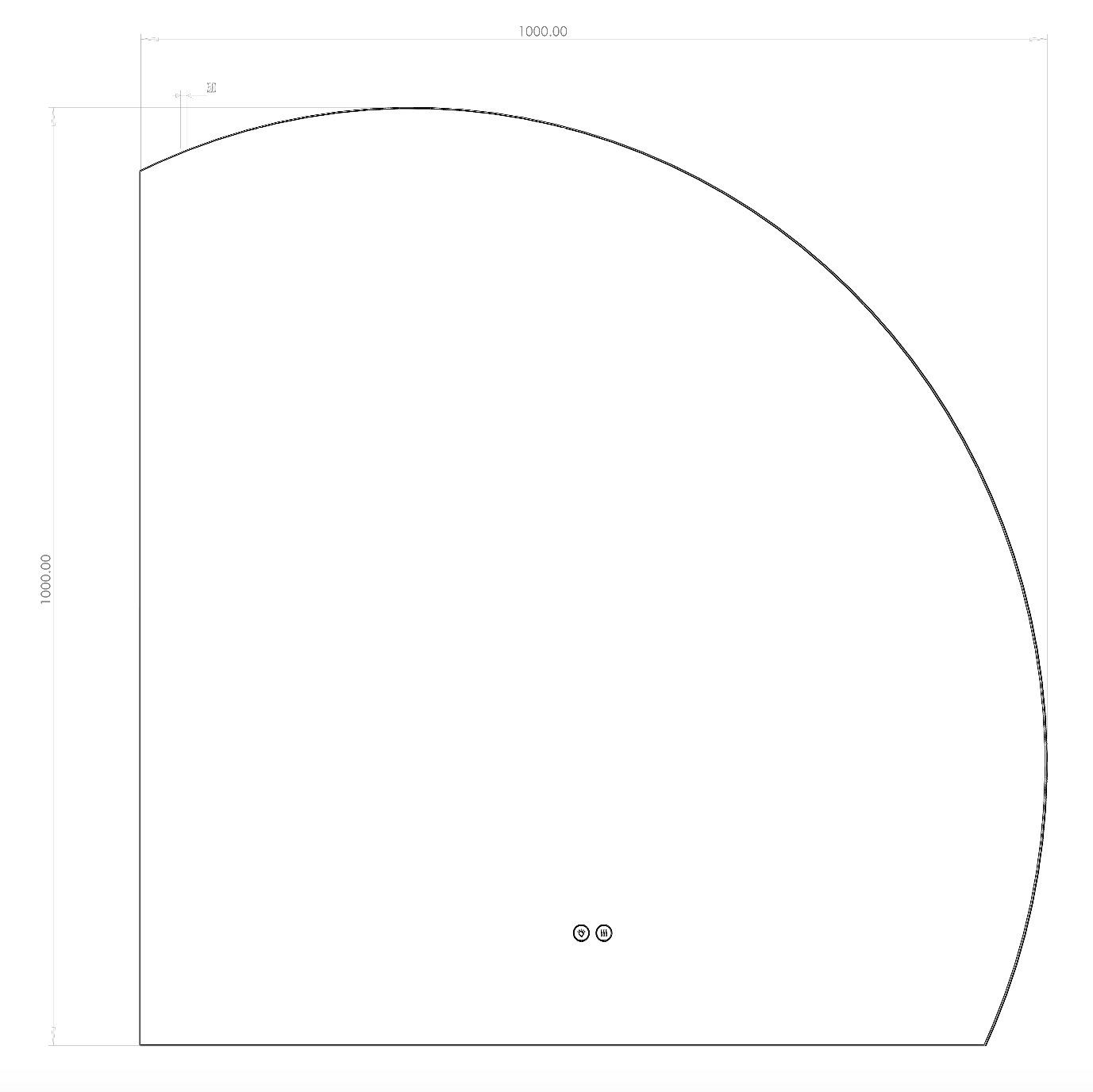 Køb 1/4 spejl med LED-lys og antidug 100x100 cm (Højrevendt)