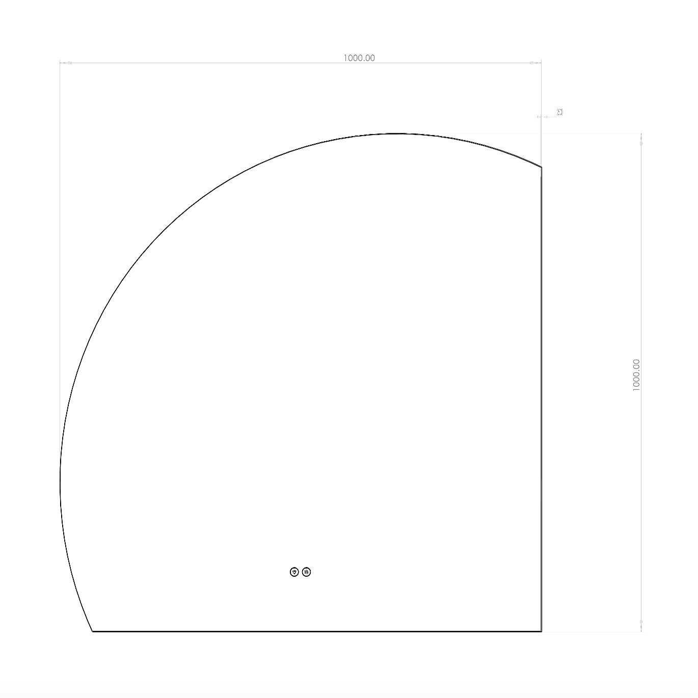 Køb halvcirkel spejl med LED-lys og antidug 100x100 cm (Venstrevendt)