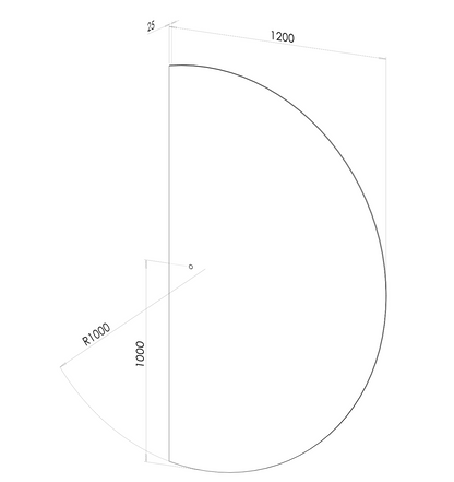 Halvcirkel helfigur spejl 120x200 cm med led lys